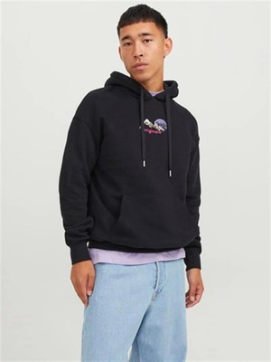 Jack & Jones Jorsılverlake Erkek Siyah Sweatshirt 12242357-Black