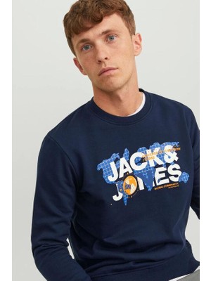 Jack & Jones Dust Erkek Lacivert Bisiklet Yaka Sweatshirt