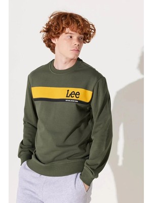 Lee Regular Fit Normal Kesim Bisiklet Yaka Haki Sweatshirt