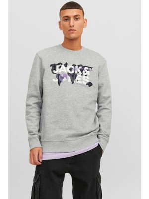 Jack & Jones Dust Erkek Gri Bisiklet Yaka Sweatshirt