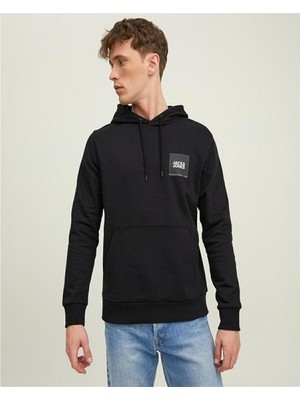 Jack & Jones Jjlock Sweat Hood Siyah Erkek Sweatshirt 12213245-Black