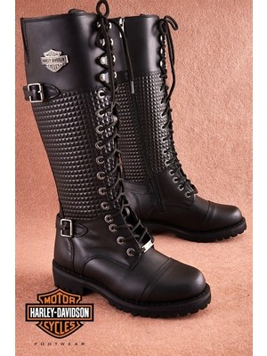 Harley Davidson Kadın Deri Klasik Çizme – Su Geçirmez, Termal Astar ve Düşük Topuklu Rahat Kullanım