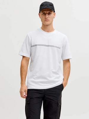 Jack & Jones Jack Jones Jcofusıon Chest Brand Tee Ss Crew Noos Erkek Beyaz Tshirt 12289936-01