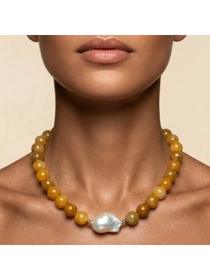 THEIA GemWorks Surya - Karneol ve Barok İnci Kolye