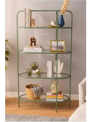 Dekopratik Likya Kitaplık Mint Yeşili Şeffaf Temperli Kırılmaz Camlı