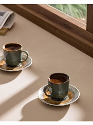 Madame Coco Kleby Nouveau 2 Kişilik 4 Parça Kahve Fincan Seti - Yeşil/toprak - 90 ml