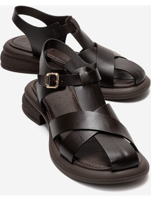 Luvi Guıdo Kahverengi Hakiki Deri Kadın Sandalet