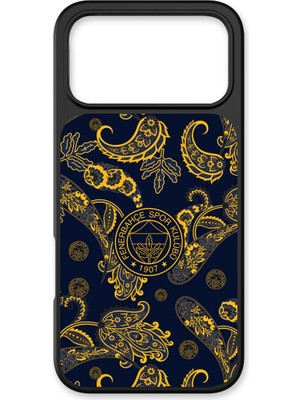 iPhone 17 Pro Max Uyumlu Fenerbahçe Şal Desenli Cam Lisanslı Telefon Kılıfı