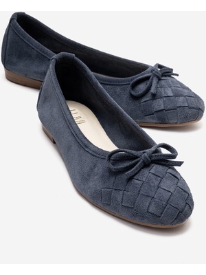 Luvi 03 Kot Süet Hakiki Deri Kadın Babet Ayakkabı