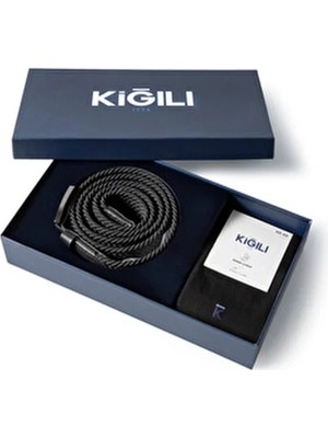 Kiğılı Likralı Esnek Spor Örgü Kemer & 2'li Bambu Çorap Hediye Kutulu Set