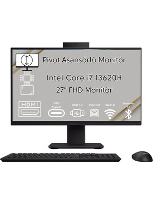 Asus Expertcenter P470 Intel Core I7 13620H 32GB 512GB SSD 27" Fhd Windows 11 Pro All In One Bilgisayar P470VAK-DI71000B0D-WP103H
