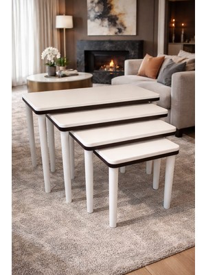 Senka Gofret 4'lü Kalın Zigon Sehpa Ahşap Ayak %100 Mdf