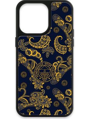 iPhone 15 Pro Max Uyumlu Fenerbahçe Şal Desenli Cam Lisanslı Telefon Kılıfı
