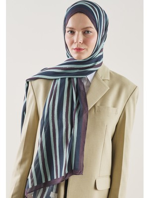 Fresh Block Strıpe Desen Rami Şal Mürdüm