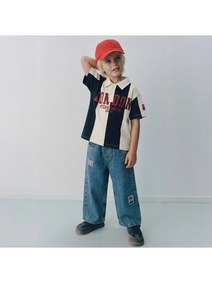 Connemara Erkek Çocuk Polo Yaka Tişört ve Kot Pantolon Takım — Baskılı Kısa Kollu Üst & Rahat Kesim Denim Pantolon 2'li Kombin