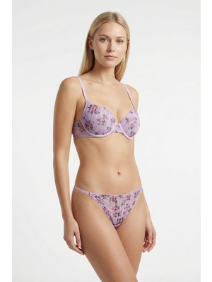 Rays Lila Simli Çiçek Desenli Sütyen Takım 683