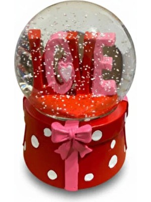 Çınaroğlu AVM Kar Küresi Love Yazılı Pilli Işıklı Müzikli Büyük Boy Dönence Kalpli Sevgililere Özel Porselen