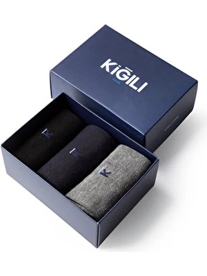Kiğılı 3'lü Bambu Karışımlı Düz Çorap Hediye Kutulu Set