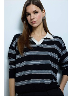 DeFacto Oversize Çizgili Kazak H1266AX26SP