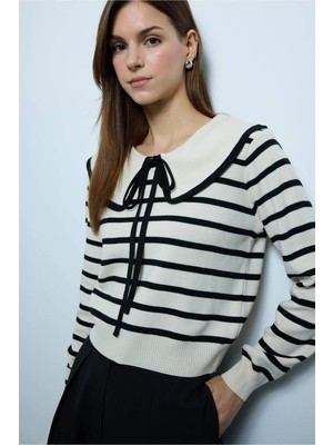 DeFacto Slim Fit Çizgili Kazak G9992AX25WN