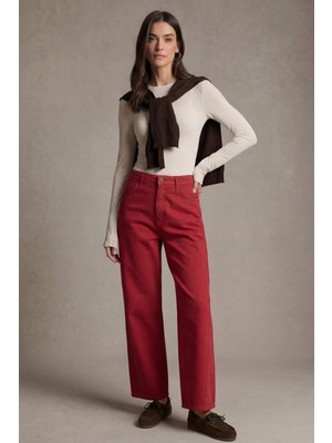 DeFacto %100 Pamuk Baggy Fit Normal Bel Gabardin Pantolon H0088AX26SP