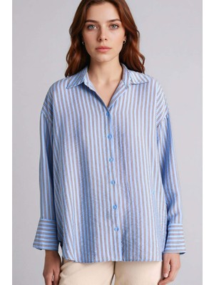 DeFacto Relax Fit Çizgili Gömlek Tunik C5629AX26SP