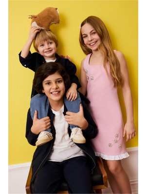 DeFacto Taş Detaylı Askılı Elbise Kız Çocuk G7084A826SM