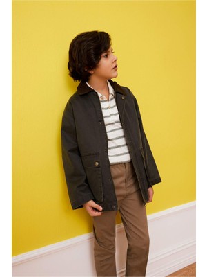 DeFacto Su İtici Kontrast Kadife Yaka Mont Erkek Çocuk F7191A826SP