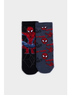 DeFacto Marvel Spiderman 2'li Pamuklu Uzun Çorap Erkek Çocuk E5167A8NS