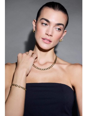 Reis X DeFacto Zincir Desenli Gold Kolye G2678AXNS