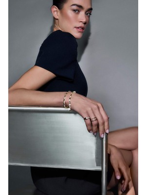 Reis X DeFacto Diktörtgen Desenli Gold Bileklik G2689AXNS