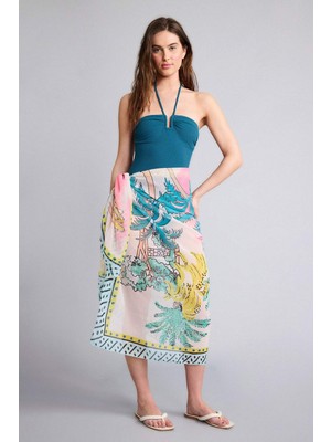 DeFacto Regular Fit Tropikal Desenli Şifon Pareo E8219AX25HS