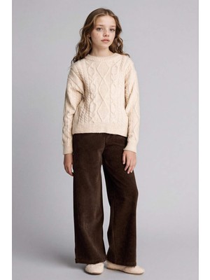 DeFacto Wide Leg Fitilli Kadife Pantolon Kız Çocuk E8295A825WN