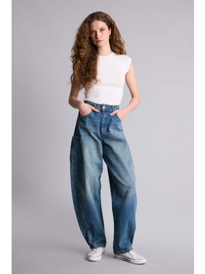 DeFacto %100 Pamuk Barrel Fit Jean Pantolon G2910AX25AU