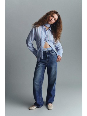 DeFacto Straight Fit Yüksek Bel Uzun Jean Yıkamalı Pantolon G3541AX26SP