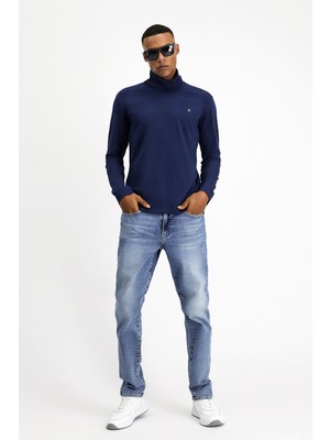 Kiğılı Balıkçı Yaka Slim Fit Dar Kesim Pamuklu Sweatshirt