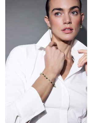 Reis X DeFacto Diktörtgen Desenli Gold Bileklik G4174AXNS