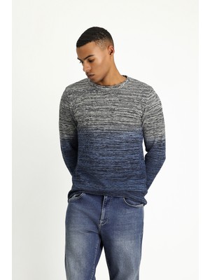 Kiğılı Bisiklet Yaka Slim Fit Dar Kesim Desenli Pamuklu Triko Kazak