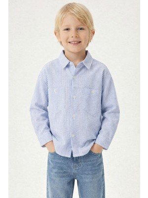 Connemara Erkek Çocuk Çizgili Gömlek Jean Pantolon Takım – Rahat Kalıp Günlük Kombin