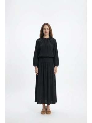 ALLDAY Siyah-Reglan Kollu Bağlamalı Gömlek