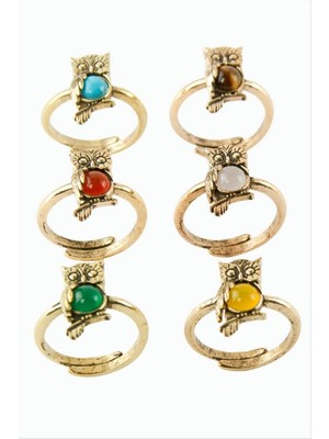 Zero Land Hnrlishp Baykuş Doğaltaşlı Otk Yüzük - Sarı Akik