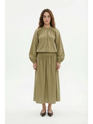 ALLDAY Soft Yeşil-Reglan Kollu Bağlamalı Gömlek