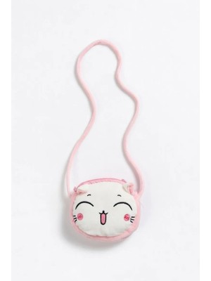 Mollycrush Gülen Kedi Tasarımlı Mini Peluş Çocuk Aksesuar Çantası - Yumuşak Dokulu Omuz Askılı Cüzdan