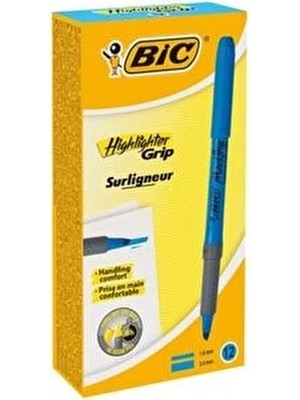 Bic Marking Highlighter Grip Kalem Tipi Fosforlu İşaret Kalemi 1,6 - 3,4 Mm Mavi (12 Li Kutu) 811931