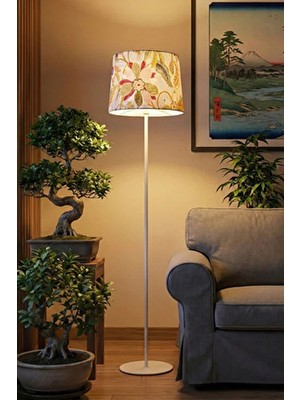 Marrien Cora Tek Ayaklı Krem Metal | Gardenia Kumaş Lambader | Oturma Odası & Yatak Odası & Salon Lambader