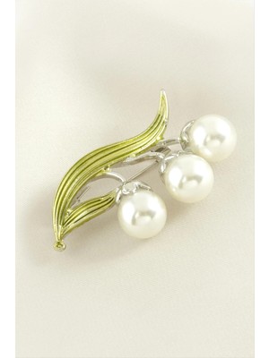 Zero Land Lvsqvr Çiçek Mineli Inci Broş - Sarı