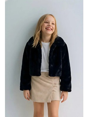 Esila Kids Kız Çocuk Bolero Peluş Ceket Inci Kapamalı Uzun Kollu Çocuk Ceket