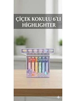 Alpa Store Mikro 6'lı Pastel Renk Çiçek Kokulu Highlighter Işaretleme Kalemi Seti Fosforlu Kalem