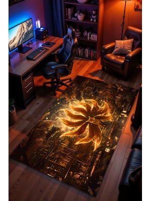 Charmbi Naruto Kurama Desenli Halı – Kaymaz Taban Kadife Dokulu Makinede Yıkanabilir Gamer Genç Odası Halısı