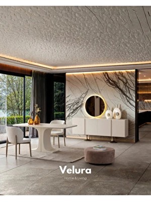 Velura Home & Living Marcel Yemek Odası Takımı Modern Tasarım MDF Malzeme 4 Kişilik Ekru Renk